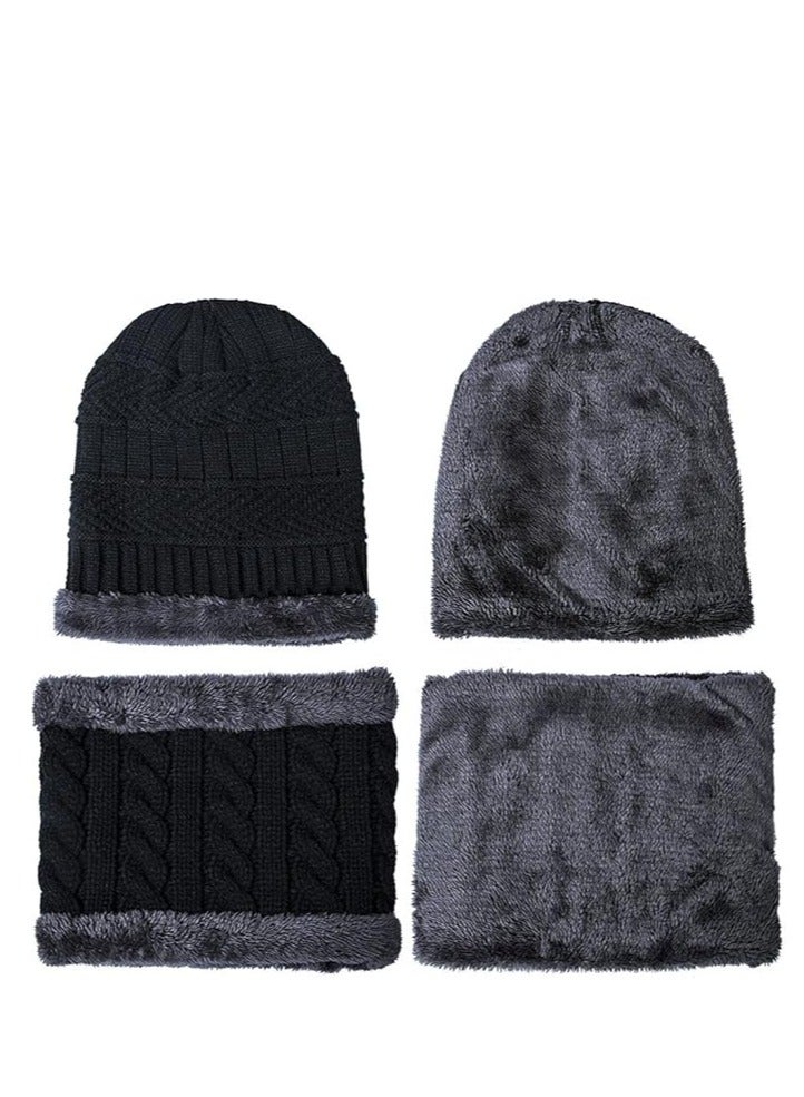 قبعات الشتاء ، 2 قطعة محبوك القبعات الدافئة مجموعات ، محبوك سميكة الصوف اصطف الحارة الفول وشاح مجموعات ، قبعات الشتاء والأوشحة