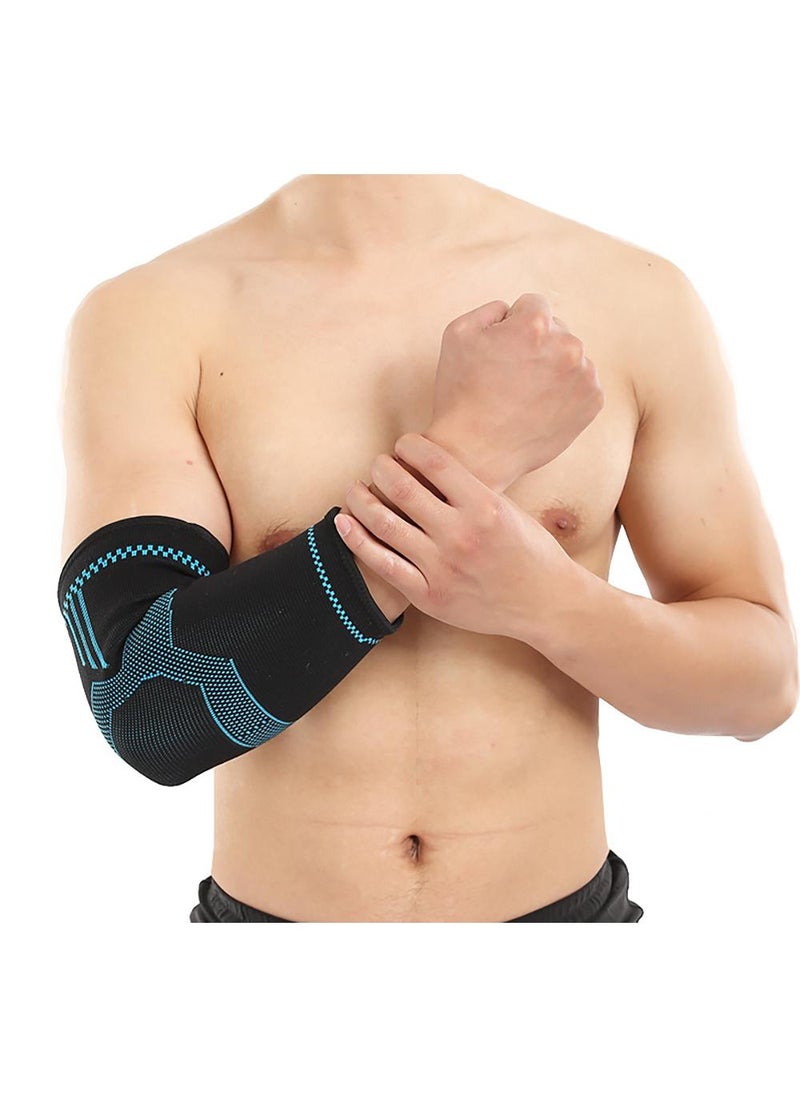 Sweet seven 2-Pack Elbow Brace Compression Sleeves for Men and Women - Tendonitis, Tennis Elbow, Weightlifting, Sports, Arthritis Support (Blue Black, Medium)  - Image 3
