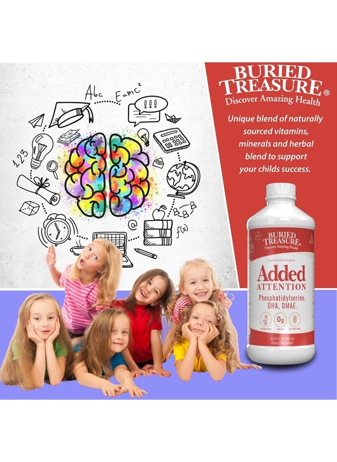 Buried Treasure - Added Attention - Children's Learning Support with GABA DHA Vitamin B and Herbal Blend - Aid Healthy Brain Functions - Improved Short-Term Auditory Memory Focus & Behavior 16.54 oz - Image 1