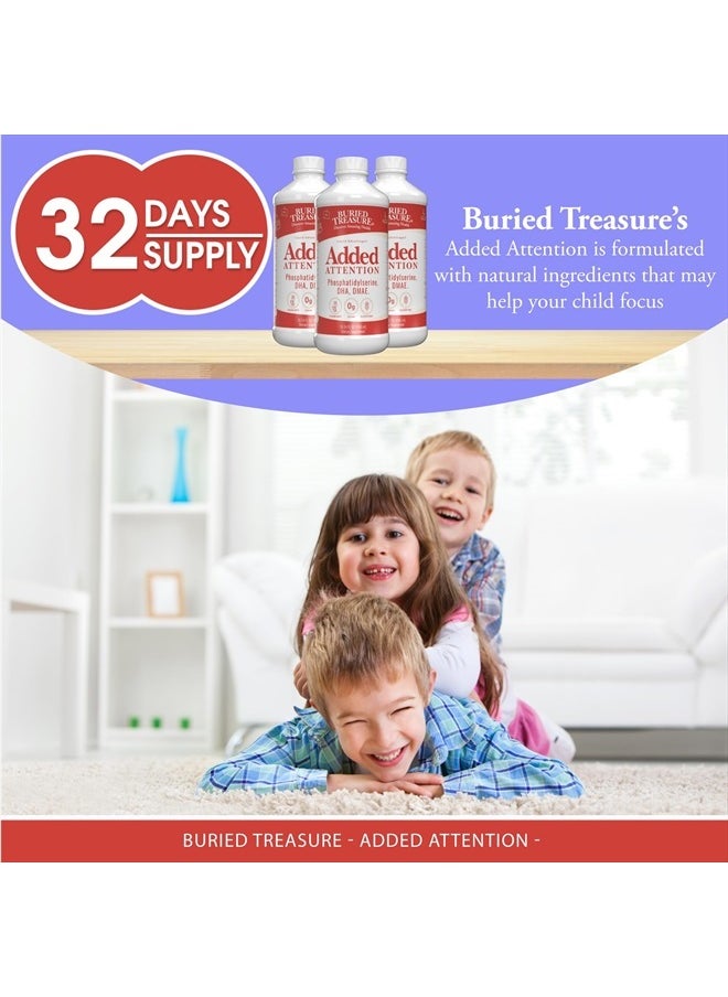 Buried Treasure - Added Attention - Children's Learning Support with GABA DHA Vitamin B and Herbal Blend - Aid Healthy Brain Functions - Improved Short-Term Auditory Memory Focus & Behavior 16.54 oz - Image 1