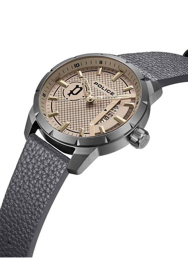 بوليس Neist Watch For Men Grey Dial And Grey Leather Strap