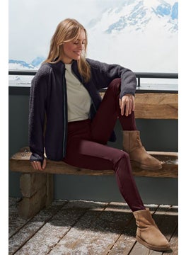 Tchibo Women Skinny Fit Pull On Plain Leggings, Dark Maroon  - Image 1