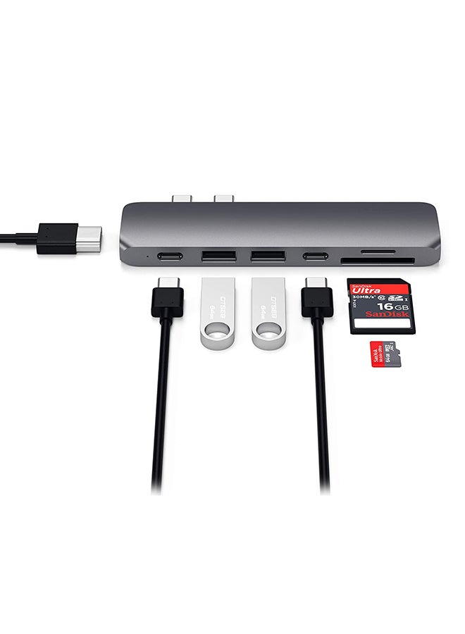 ساتي كاي محول وموزع من الألومنيوم لمنفذ USB Type-C برو مع منفذ HDMI بدقة 4K رمادي فلكي - Image 4