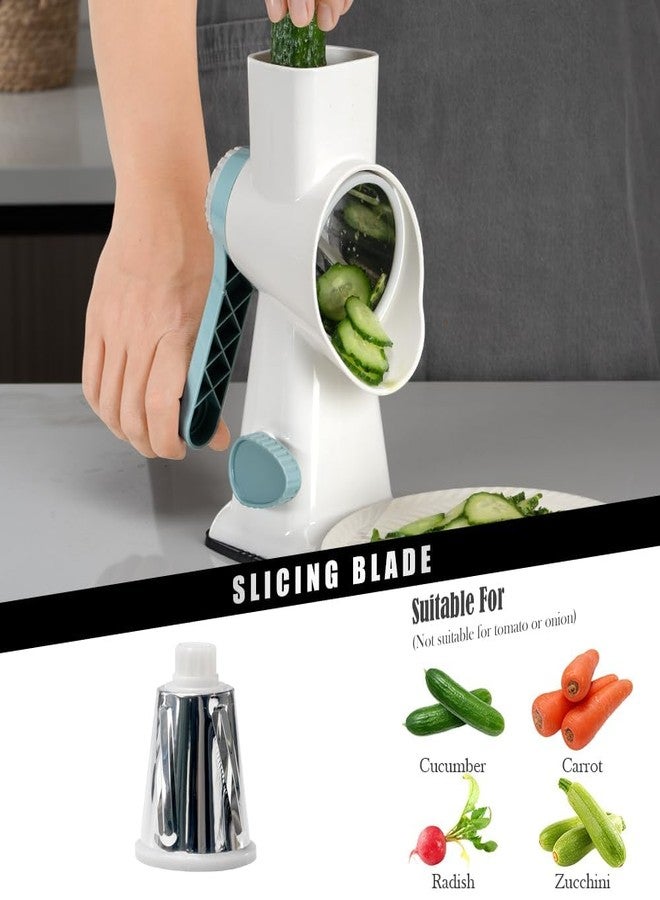Badelite Cheese Grater Vegetable Cheese Shredder Slicer Grater for Kitchen 3 Changeable Blades for Cheese Potato Zucchini Nuts Chocolate - Image 2