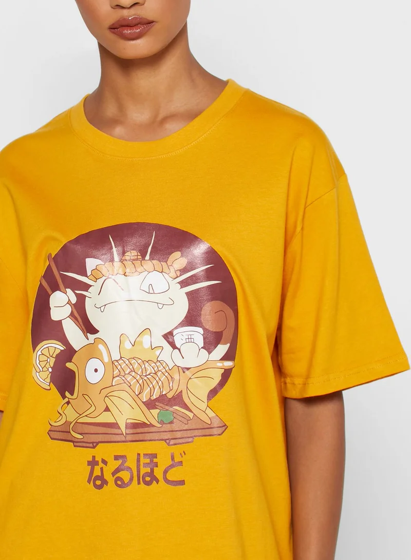 Ginger Oversized Slogan Printed T-Shirt