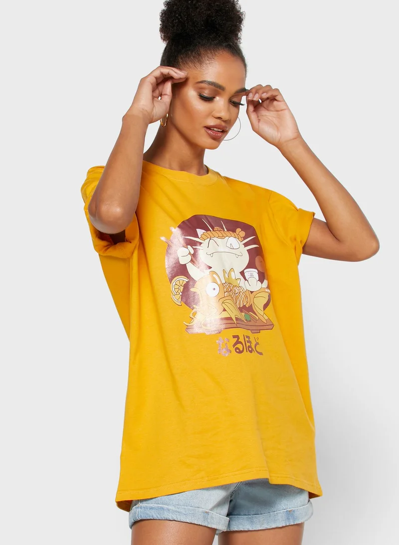 Ginger Oversized Slogan Printed T-Shirt