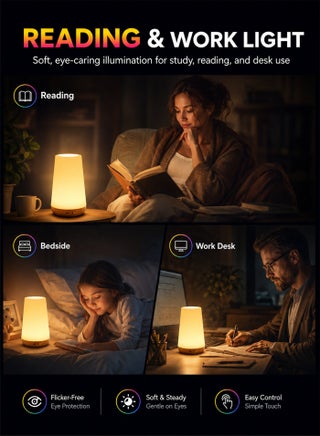 مصباح LED بجانب السرير مصباح ليلي قابل لإعادة الشحن - view 5
