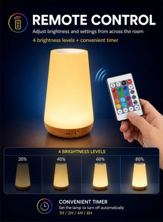 مصباح LED بجانب السرير مصباح ليلي قابل لإعادة الشحن - view 4