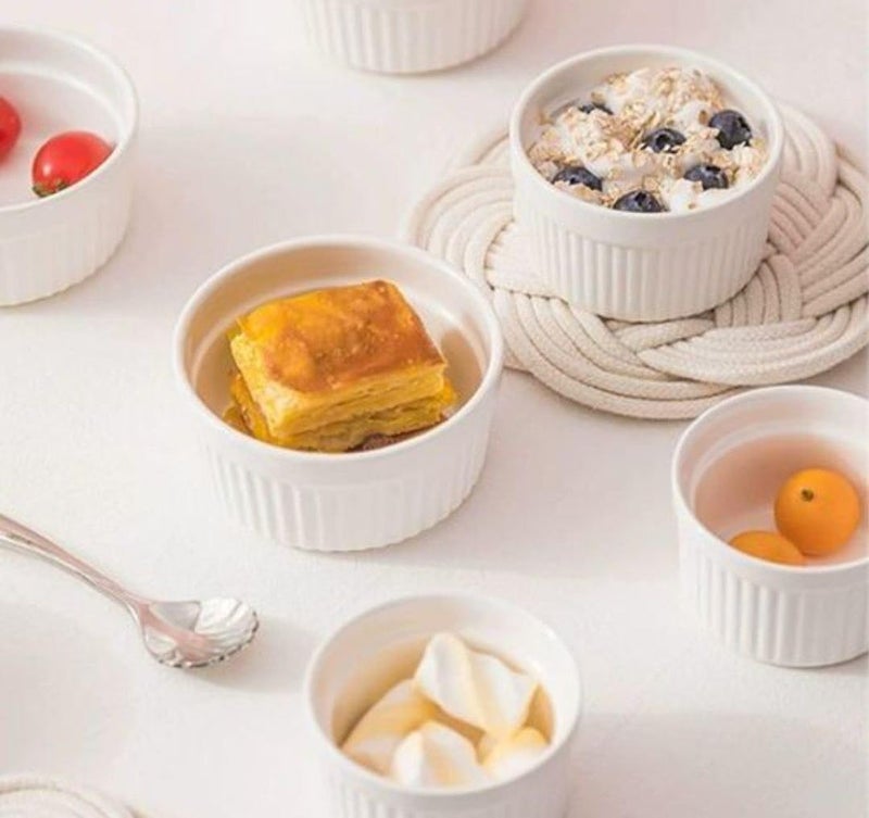 Generic Porcelain Ramekins Set of 6, White Ceramic Dessert Bowls, 8.5 cm .flo - Image 2