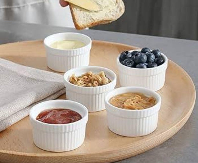 Generic Porcelain Ramekins Set of 6, White Ceramic Dessert Bowls, 8.5 cm .flo - Image 3