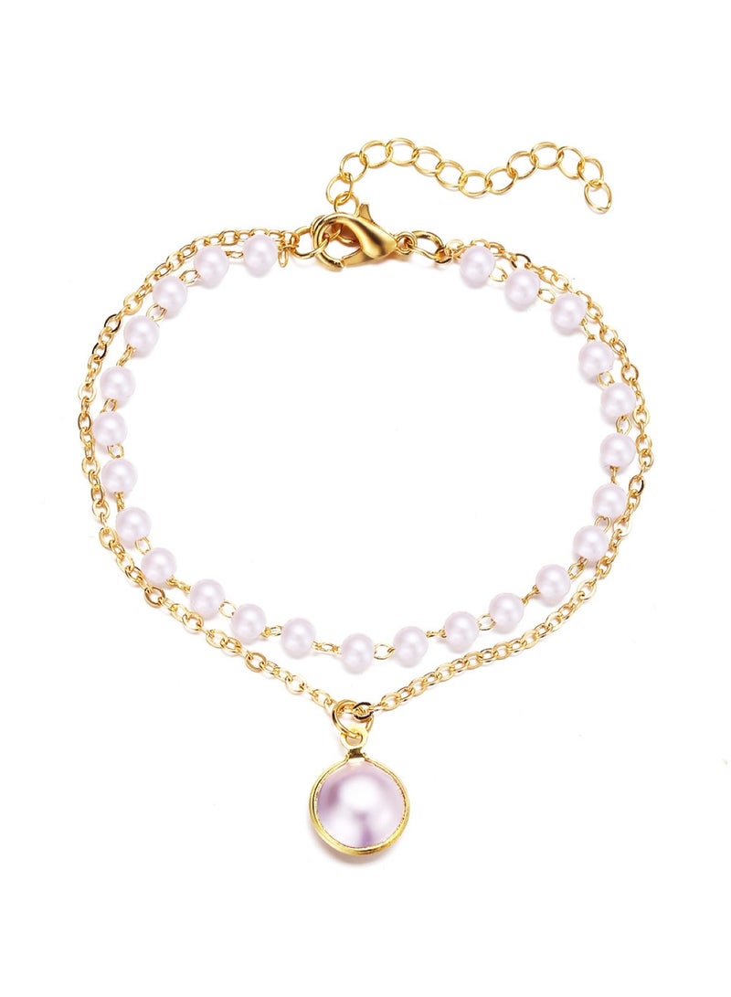 Huitich Elegant Double-Layer Pearl & Pendant Necklace for Women  - Image 1