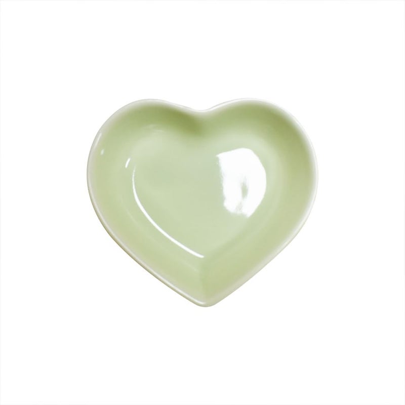 Yuauy 6 pcs Light Green Heart Shaped Porcelain Soy Sauce Dish 165 oz Ceramic Dip Dipping Bowls for Dinner Baking BBQ and Cooking - Image 3