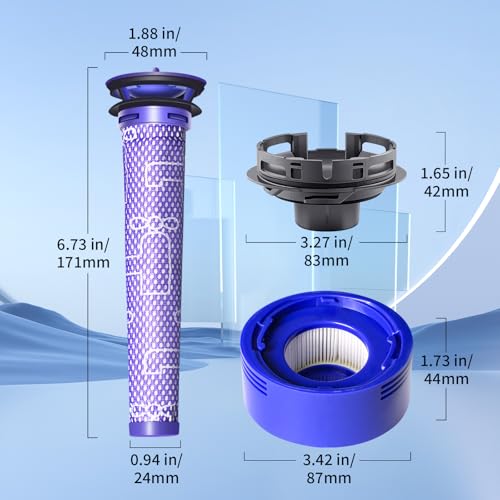 keluke 4 Pack Vacuum Filter Replacement and Motor Cover Upgrade Kit Compatible with Dyson V7, V8 Animal, SV10 Cordless Vacuum Cleaners, 2 Pre-Filters, 1 Post-Filter, 1 Motor Rear Cover - Image 5