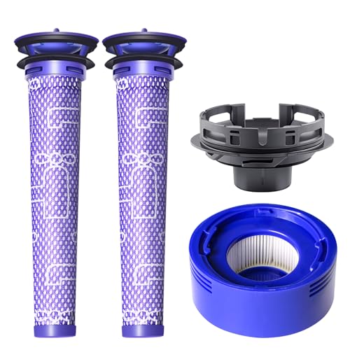 keluke 4 Pack Vacuum Filter Replacement and Motor Cover Upgrade Kit Compatible with Dyson V7, V8 Animal, SV10 Cordless Vacuum Cleaners, 2 Pre-Filters, 1 Post-Filter, 1 Motor Rear Cover - Image 1