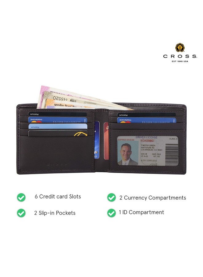 Cross محفظة كروس للرجال جلد أصلي | محفظة رفيعة أنيقة للرجال بيفولد جلد حقيقي مع 6 فتحات لحامل البطاقات - بني بلّوط - Image 3
