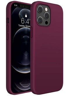 iPhone 12 Pro/12 Silicone Case Cushioned with fur inside for iPhone 12 Pro Max, Burgundy