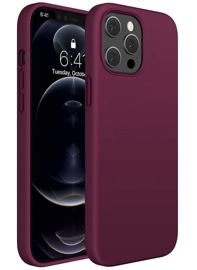 Generic - iPhone 12 Pro/12 Silicone Case Cushioned with fur inside for iPhone 12 Pro Max, Burgundy - Image 1