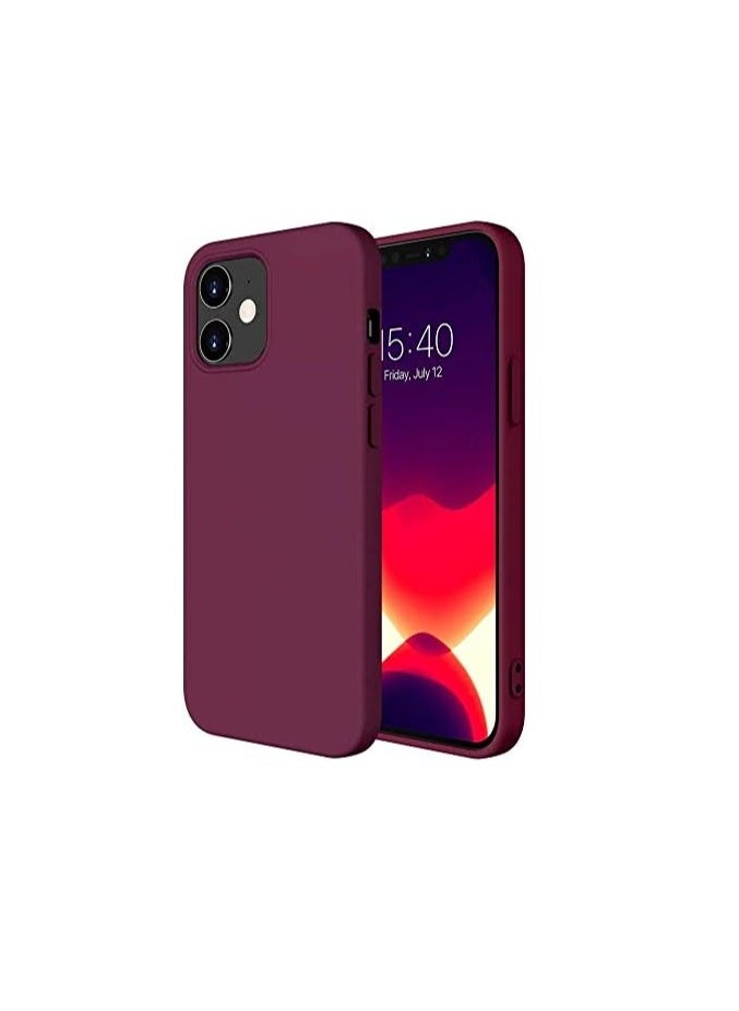 Generic - iPhone 12 Pro/12 Silicone Case Cushioned with fur inside for iPhone 12 Pro Max, Burgundy - Image 1