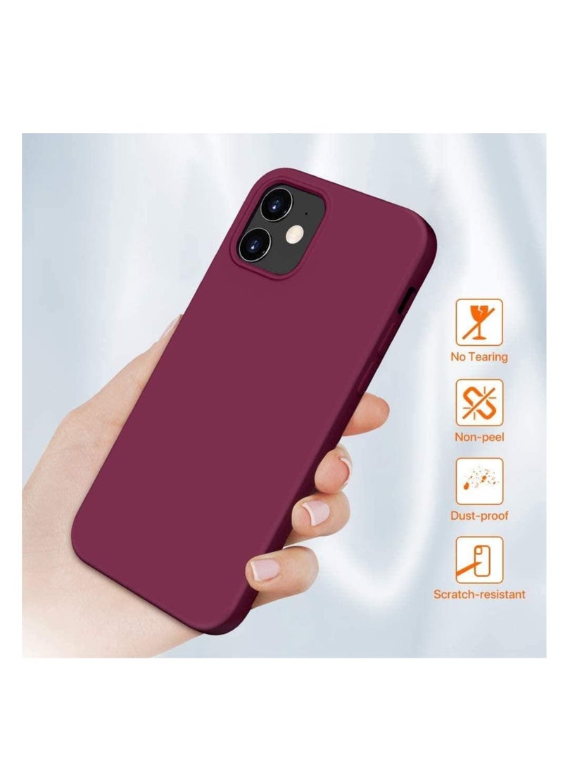 Generic - iPhone 12 Pro/12 Silicone Case Cushioned with fur inside for iPhone 12 Pro Max, Burgundy - Image 1