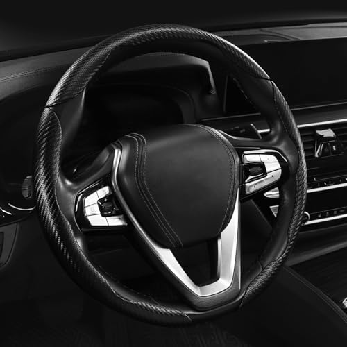 Aotoyou Carbon Fiber Steering Wheel Cover 3pcs Anti-Slip Car Steering Wheel Accessories Snap on Grip 15 inch Universal Matte Black - Image 3