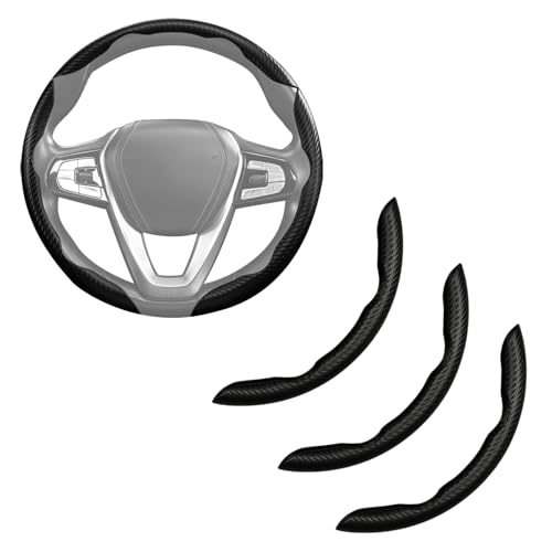 Aotoyou Carbon Fiber Steering Wheel Cover 3pcs Anti-Slip Car Steering Wheel Accessories Snap on Grip 15 inch Universal Matte Black - Image 1