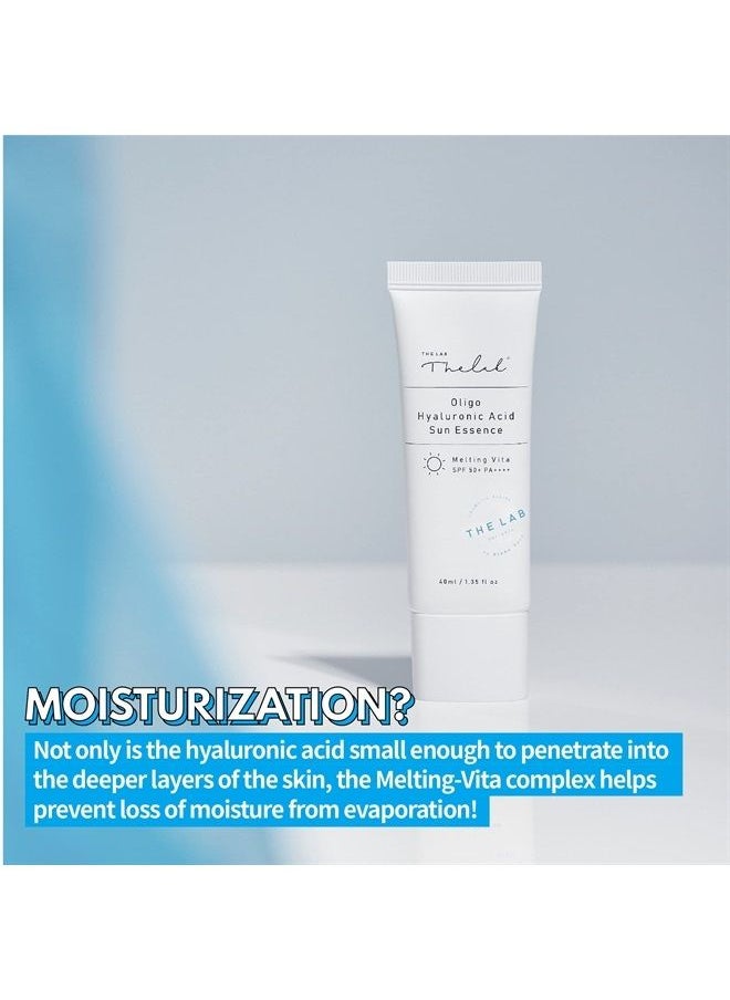 THE LAB by Blanc Doux - Blanc Doux Oligo Hyaluronic Acid UVA UVB Sun Essence Airy Touch 1.35 Oz SPF 50+ PA++++ Reef-Safe Makeup Base Sunscreen No Greasiness Stickiness Whitecast Sunblock Vegan Sensitive Dry Acne-Prone Skin - Image 1