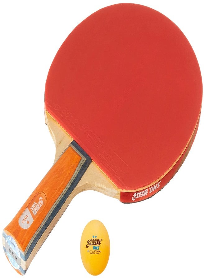 دي إتش أس مضرب تنس الطاولة A1003 DHS مع كرة تنس الطاولة DHS 40 مم نجمتين برتقالي (علبة من 20 قطعة) - Image 2