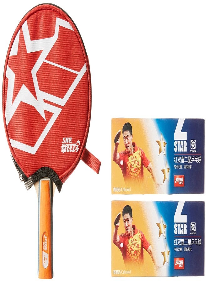 دي إتش أس مضرب تنس الطاولة A1003 DHS مع كرة تنس الطاولة DHS 40 مم نجمتين برتقالي (علبة من 20 قطعة) - Image 3