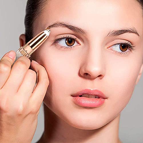 ENINAS Eyebrow Trimmer for Women, 2 in 1 Rechargeable Facial Hair Remover with Replaceable Heads, Professional Painless Personal Hair Removal Eyebrow Razor with Indicator Lights, (Rose Gold) - Image 4