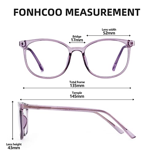FONHCOO Blue Light Blocking Glasses Fashion Round TR90 Frame Transparent Eyewear Anti UV Blu-Ray Computer Glasses for Women Men (Purple) - Image 4