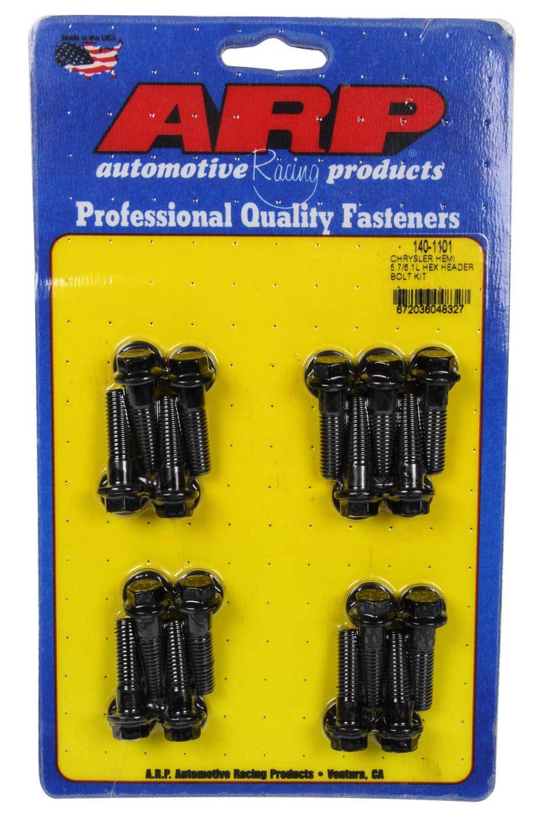 ARP Header Bolt 8 mm x 125 Thread 1181 in Long Hex Head Washers Included Chromoly Black Oxide compatible with Mopar Gen III Hemi Set of 16