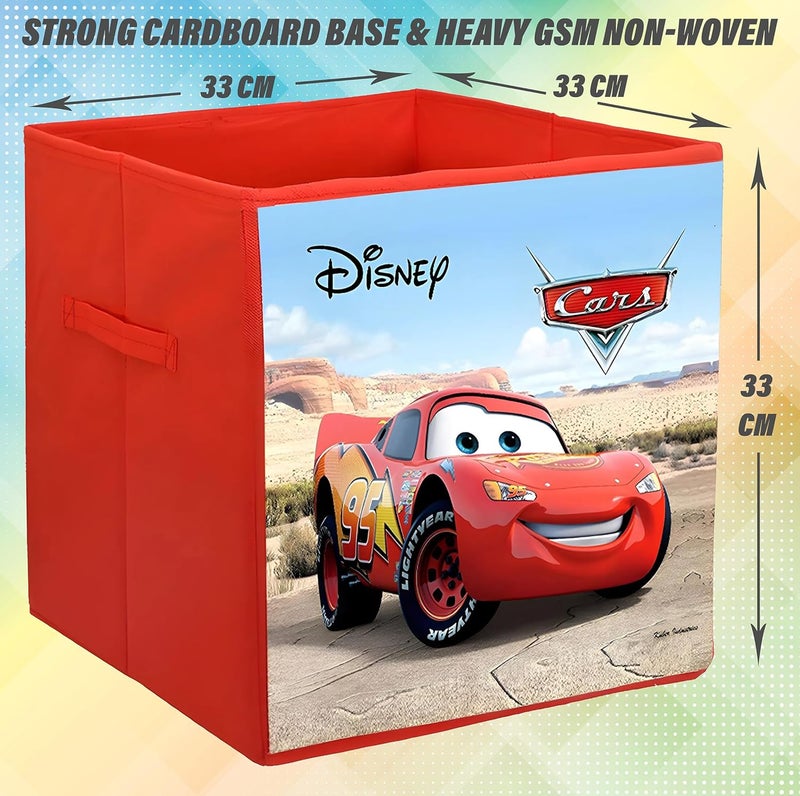 Kuber Industries Storage Box|Toy Box Storage For Kids|Foldable Storage Box| Disney Cars Print (Red) - Image 3