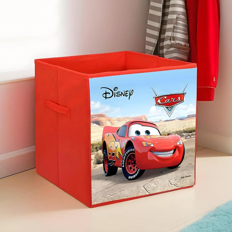Kuber Industries Storage Box|Toy Box Storage For Kids|Foldable Storage Box| Disney Cars Print (Red) - Image 1
