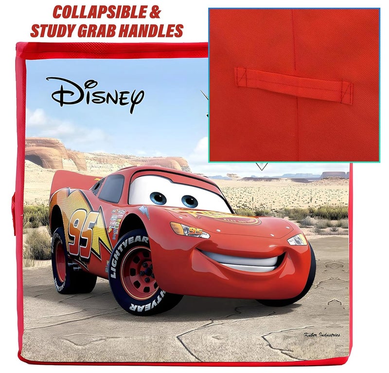 Kuber Industries Storage Box|Toy Box Storage For Kids|Foldable Storage Box| Disney Cars Print (Red) - Image 5
