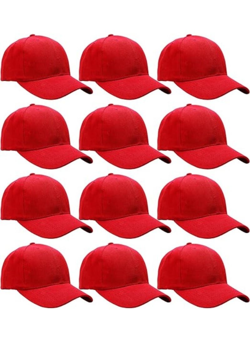 SARAOONT 12 Pcs Red Baseball Caps for Women Men Baseball Hat Adjustable Cotton Sports Caps for Adults Outdoor Activities  - Image 1