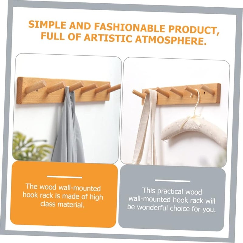 Solid Wood Wall Hook Rack Coat Hat Organizer for Entryway Kitchen Bathroom - Image 4