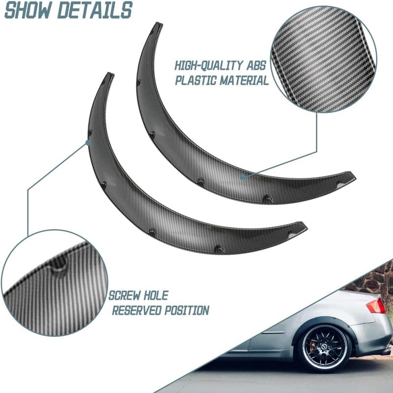 DREAMIZER 4x 2"/50mm Flexible Car Fender Flares Universal Extra Wide Body Kit Wheel Arch Protector, Carbon Fiber - Image 2