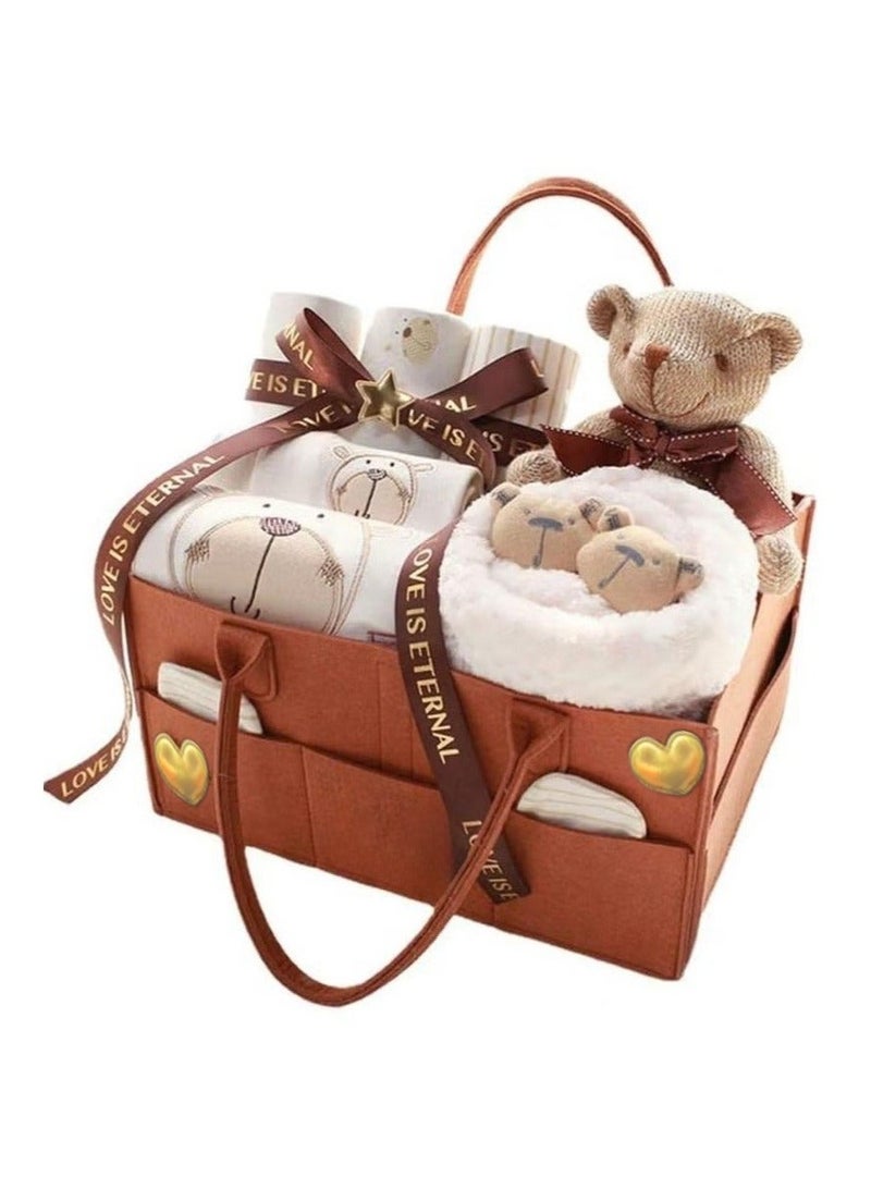 WALALLA Newborn Gift Set for Baby Boy Girl Infant Gift Set Baby Gifts Premium Cotton Baby Clothes Accessories Set Fits Newborn to 3 Months Bear - Image 1