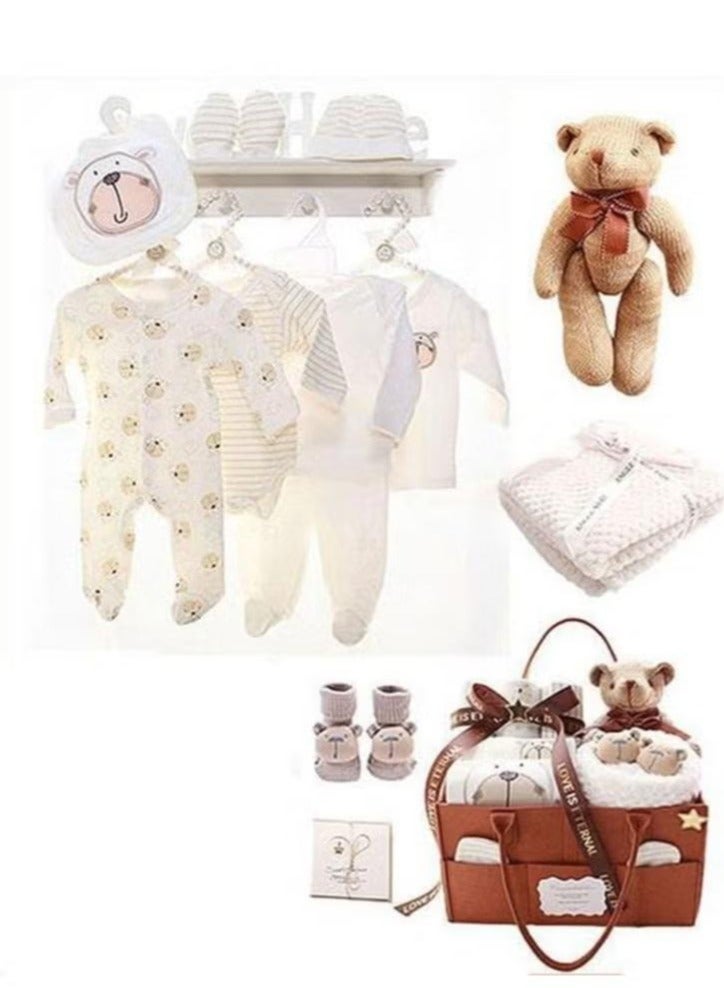 WALALLA Newborn Gift Set for Baby Boy Girl Infant Gift Set Baby Gifts Premium Cotton Baby Clothes Accessories Set Fits Newborn to 3 Months Bear - Image 3