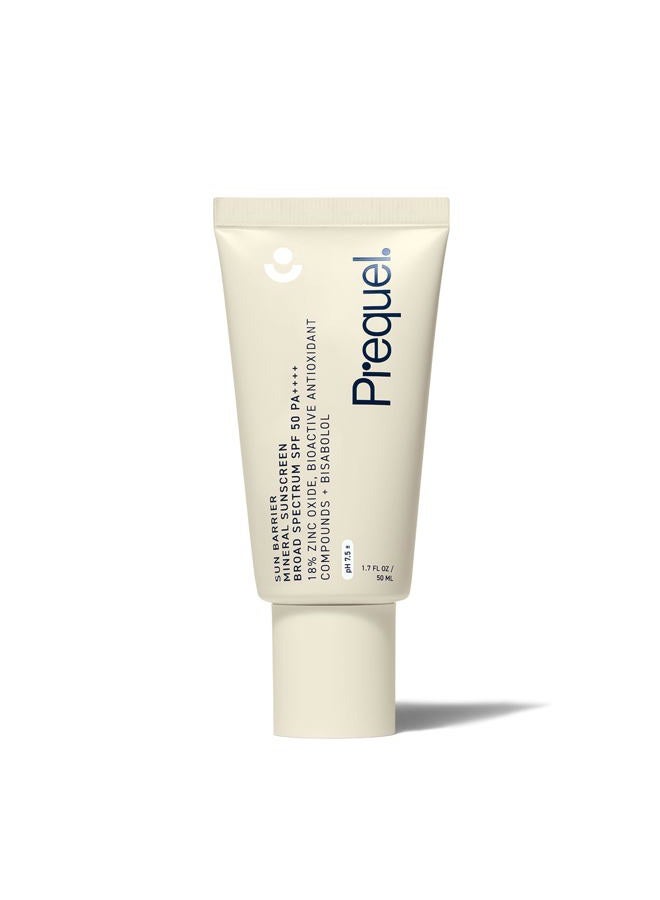 Prequel Skin Sun Barrier Mineral Sunscreen SPF 50. PA++++ Broad Spectrum Zinc Oxide Sunblock with Semi-Transparent Lightweight Texture. Moisturizing UV Defense for Face. Travel Size, 1.7oz - Image 1