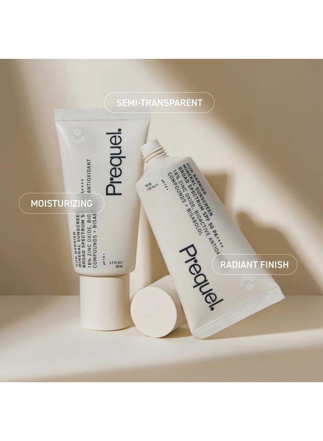 Prequel Skin Sun Barrier Mineral Sunscreen SPF 50. PA++++ Broad Spectrum Zinc Oxide Sunblock with Semi-Transparent Lightweight Texture. Moisturizing UV Defense for Face. Travel Size, 1.7oz - Image 5