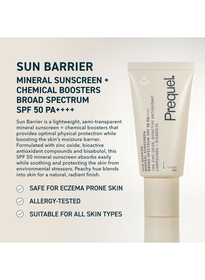 Prequel Skin Sun Barrier Mineral Sunscreen SPF 50. PA++++ Broad Spectrum Zinc Oxide Sunblock with Semi-Transparent Lightweight Texture. Moisturizing UV Defense for Face. Travel Size, 1.7oz - Image 2