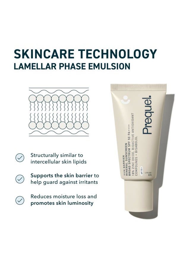 Prequel Skin Sun Barrier Mineral Sunscreen SPF 50. PA++++ Broad Spectrum Zinc Oxide Sunblock with Semi-Transparent Lightweight Texture. Moisturizing UV Defense for Face. Travel Size, 1.7oz - Image 4