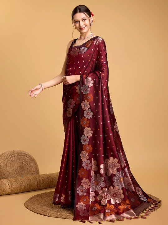 C J Enterprise Women's Banarasi Saree Pure Kanjivaram Silk Saree Soft Design Wear Pattu Sarees Latest Cotton With Blouse Piece for Wedding sadi new ladies 2026 - Image 4