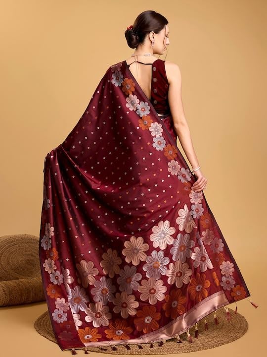 C J Enterprise Women's Banarasi Saree Pure Kanjivaram Silk Saree Soft Design Wear Pattu Sarees Latest Cotton With Blouse Piece for Wedding sadi new ladies 2026 - Image 3