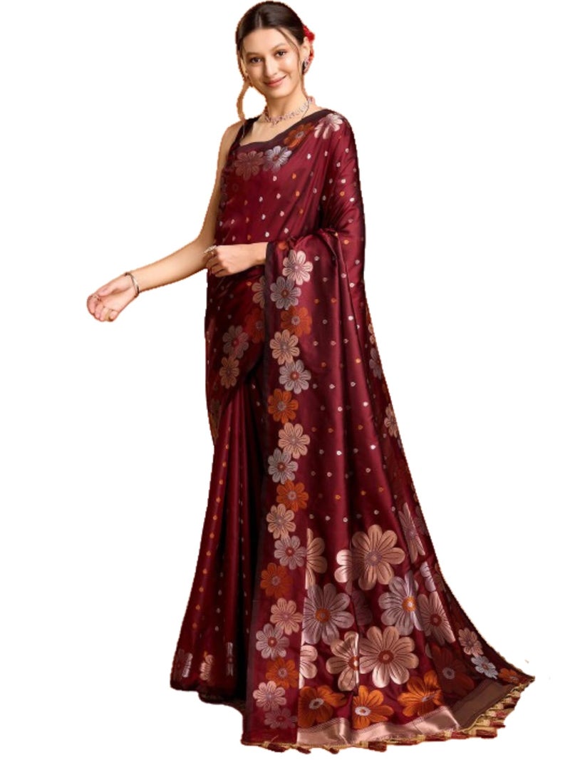 C J Enterprise Women's Banarasi Saree Pure Kanjivaram Silk Saree Soft Design Wear Pattu Sarees Latest Cotton With Blouse Piece for Wedding sadi new ladies 2026 - Image 1