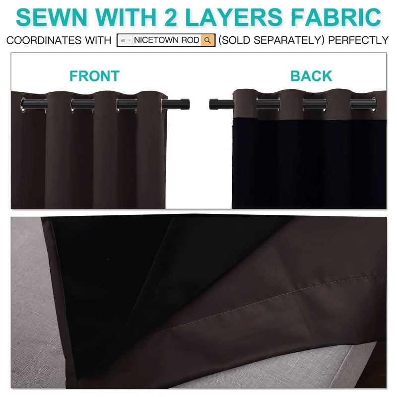 NICETOWN High End Thermal Curtains, Full Blackout Curtains 84 inches Long for Dining Room, Soundproof Window Treatment Drapes for Hall Room, Brown, 52 inches Wide Per Panel, Set of 2 Panels - Image 5