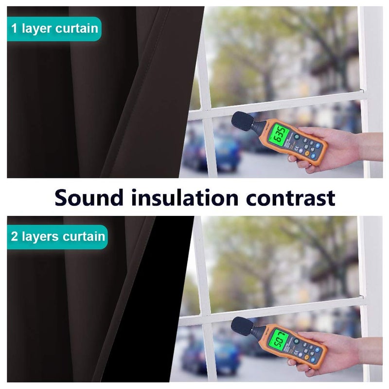 NICETOWN High End Thermal Curtains, Full Blackout Curtains 84 inches Long for Dining Room, Soundproof Window Treatment Drapes for Hall Room, Brown, 52 inches Wide Per Panel, Set of 2 Panels - Image 4