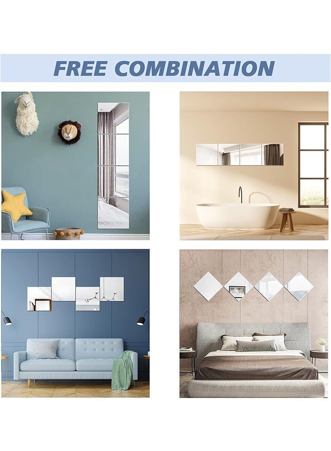 HOMESTAR مرآة كاملة الطول بلاط جدار الجسم مثبتة 8 قطع 30 × سم مرايا مكياج طويلة لغرفة النوم، صالة الألعاب الرياضية المنزلية، الباب (زجاج - بدون إطار 8 قطع) - Image 3