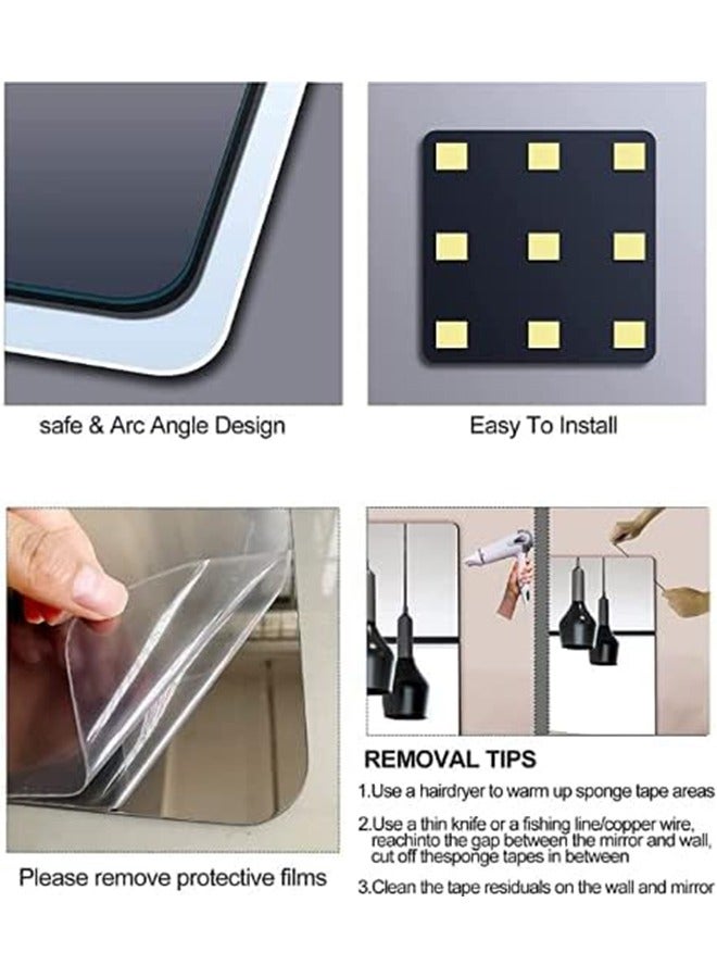 HOMESTAR مرآة كاملة الطول بلاط جدار الجسم مثبتة 8 قطع 30 × سم مرايا مكياج طويلة لغرفة النوم، صالة الألعاب الرياضية المنزلية، الباب (زجاج - بدون إطار 8 قطع) - Image 4